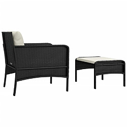 Maison Chic Salon de jardin 2 pcs avec coussins - Table et chaises d'extérieur - Mobilier/Meubles de jardin Moderne Noir Résine tressée -MN22624 pas cher