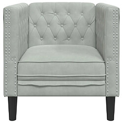 Avis vidaXL Fauteuil Chesterfield gris clair velours