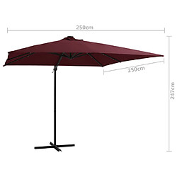 vidaXL Parasol de jardin en porte-à-faux lumières LED rouge bordeaux pas cher