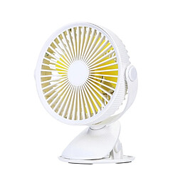 Pince à double usage Rotation à 360 Degrés Mini Ventilateur Portable USB Sans Fil avec Contrôle à 3 Vitesses (Blanc)