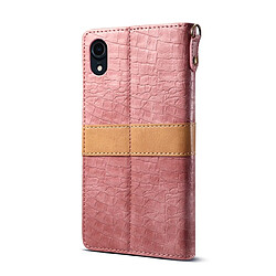 Avis Wewoo Housse Coque Étui en cuir à rabat horizontal PU de texture épissée de couleur crocodile pour iPhone XRavec porte-monnaie et étuifentes cartes et lanière rose