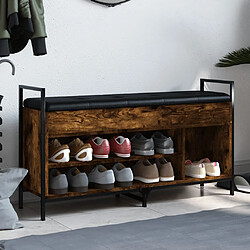 Maison Chic Banc à chaussures | Meuble de rangement à chaussures Meuble d'Entrée chêne fumé 105,5x32x57,5 cm bois d'ingénierie -MN50463