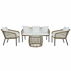 Ensemble Table avec 3 Sièges DKD Home Decor Blanc 137 x 73,5 x 66,5 cm rotin synthétique Acier