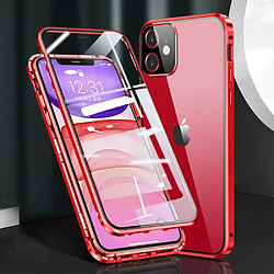 Coque en cadre métallique cadre d'installation magnétique lentille de caméra complète double face rouge pour votre Apple iPhone 12 Mini