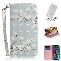 Wewoo Housse Coque Etui en cuir Flip pour modèle 3D avec dessin coloré et motif Mognolia LG K50avec support et emplacements cartes et porte-monnaie