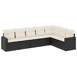 Maison Chic Salon de jardin 7 pcs avec coussins | Ensemble de Table et chaises | Mobilier d'Extérieur noir résine tressée -GKD77630