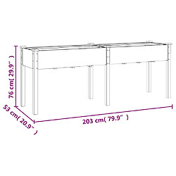 vidaXL Jardinière avec doublure 203x53x76 cm bois massif de sapin pas cher