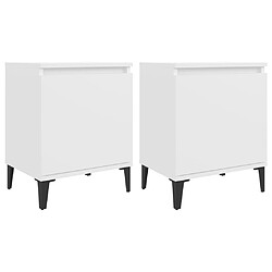 Maison Chic Lot de 2 Tables de chevet,Table de nuit,Table d'appoint pour salon avec pieds en métal Blanc 40x30x50 cm -MN30799