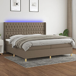 vidaXL Sommier à lattes de lit matelas et LED Taupe 200x200 cm Tissu