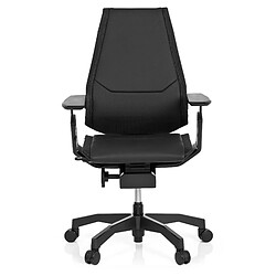 Chaise de bureau / Chaise pivotante GENIDIA BLACK cuir véritable noir hjh OFFICE