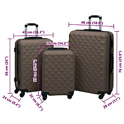 vidaXL Ensemble de valises rigides 3 pcs Marron ABS pas cher