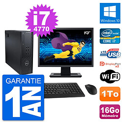 PC Dell T1700 SFF Ecran 19" Intel i7-4770 RAM 16Go Disque 1To Windows 10 Wifi - Occasion