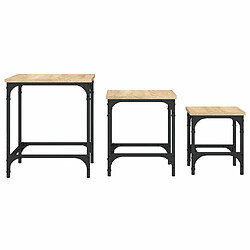 Maison Chic Lot de 3 Tables basses gigognes pour salon | Table à café chêne sonoma bois d'ingénierie -GKD40416 pas cher