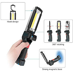 BESTA Lampe de Travail COB de Poche LED, Lampe Portative d'inspection Rechargeable par USB avec Base Magnétique, Lanterne Ultra-Brillante à 5 Modes d'éclairage pour l'atelier de Bricolage