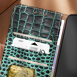 Avis Avizar Étui Cuir pour Samsung Galaxy S24 Portefeuille RFID Motif Crocodile Turquoise