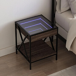 vidaXL Table de chevet avec LED infini chêne marron 40x40x49 cm