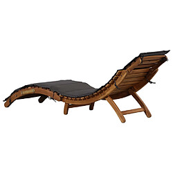 Avis Helloshop26 Transat chaise longue bain de soleil lit de jardin terrasse meuble d'extérieur avec coussin bois d'acacia solide gris foncé 02_0012412