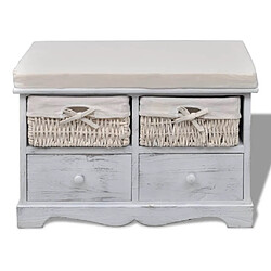 Maison Chic Banc de rangement | Meuble de rangement d'Entrée | Coffres d'Intérieur Blanc 62x33x42 cm Bois de paulownia -MN58979