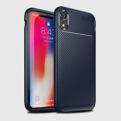 Wewoo Coque TPU antichoc en Fibre de Carbone Texture Beetle Shape pour iPhone XR (Bleu)