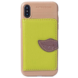 Wewoo Coque Housse en cuir magnétique pour iPhone X, avec fentes porte-cartes & porte-monnaie & cadre photo vert