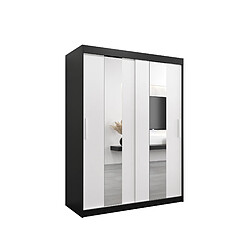 Abiks Meble Armoire Pole à portes coulissantes 200/150/62 2 portes (noir/blanc)