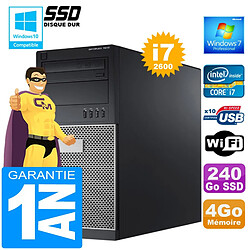 PC Tour DELL 7010 Core I7-2600 Ram 4Go Disque 240 Go SSD Graveur DVD Wifi W7 - Occasion