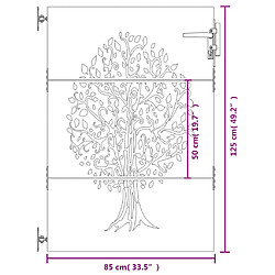 vidaXL Portail de jardin 85x125 cm acier corten conception de l'arbre pas cher