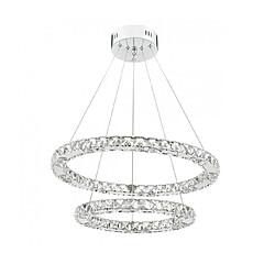 Luminaire Center Suspension en cristal Roma et chrome poli 1 ampoule