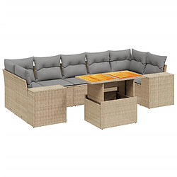 vidaXL Salon de jardin avec coussins 8 pcs beige résine tressée