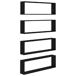 Maison Chic Lot de 4 Étagères cube murales,Etagère de rangement flottantes Noir 100x15x30 cm Aggloméré -MN54657