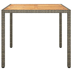 Avis vidaXL Table de jardin 90x90x75cm Résine tressée et bois d'acacia Gris