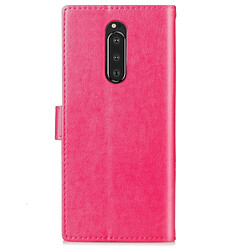 Wewoo Housse Coque Étui en cuir Lucky Clover Pressed Flowers pour Sony Xperia 1 / XZ4, avec support et emplacements pour cartes, porte-monnaie dragonne (Rose Rouge)