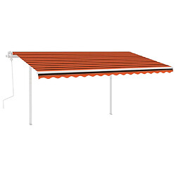 Maison Chic Auvent manuel rétractable,Store manuel de porte avec LED 4,5x3,5 m Orange et marron -GKD17655