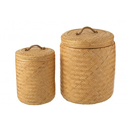 Avis Dansmamaison Set De 2 Paniers De Rangement Ronds En Bambou Naturel