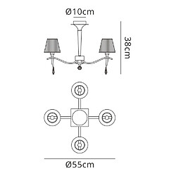 Luminaire Center Semi Plafonnier Siena rond 4 Ampoules E14, laiton poli avec crème ambré