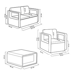 Acheter Sp-Berner Ensemble de jardin et terrasse en résine Sp Berner Venus 1 canapé 127x64x73 cm + 2 fauteuils 72x64x73 cm + table 57x57x31,5 cm