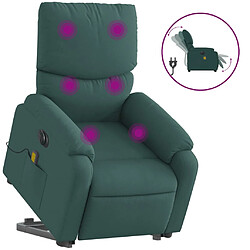 vidaXL Fauteuil inclinable de massage électrique Vert foncé Tissu