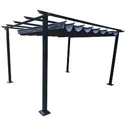 Avril Paris Tonnelle/Pergola en aluminium 3x4m toile coulissante rétractable - anthracite - HAVANA