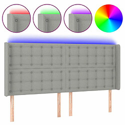 Maison Chic Tête de lit scandinave à LED,meuble de chambre Gris clair 203x16x118/128 cm Tissu -MN65087