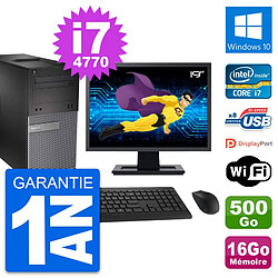 PC Tour Dell 3020 Ecran 19" Intel i7-4770 RAM 16Go Disque 500Go Windows 10 Wifi - Occasion