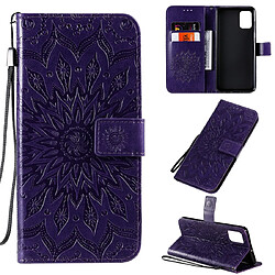 Wewoo Housse Coque Pour Galaxy A71 Sun Print de protection à rabat horizontal avec support et fentes cartes et portefeuille violet