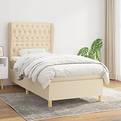 Maison Chic Structures de lit + matelas,Lit à sommier tapissier et matelas pour Chambre Crème 90x190 cm Tissu -MN85049