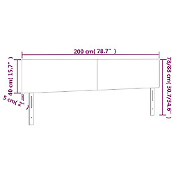 vidaXL Tête de lit à LED Noir 200x5x78/88 cm Velours pas cher