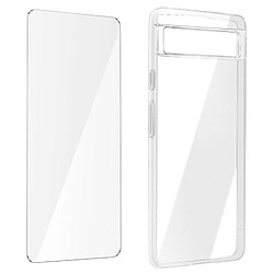 Avizar Coque pour Google Pixel 6a Silicone Gel et Film Verre Trempé 9H transparent