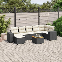 Maison Chic Ensemble Tables et chaises d'extérieur 8 pcs avec coussins,Salon de jardin noir résine tressée -GKD966619