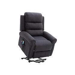 Vente-Unique Fauteuil massant en tissu avec releveur électrique - Gris anthracite - LOVARI pas cher