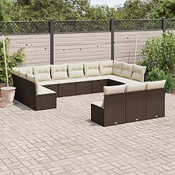 Maison Chic Salon de jardin avec coussins 13 pcs, Ensemble Tables et chaises de jardin, marron résine tressée -GKD779872