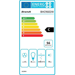 Hotte visière 60cm 321m3/h blanc - bhc9602w - BRANDT