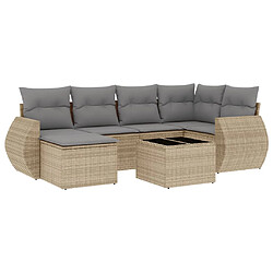 vidaXL Salon de jardin avec coussins 7 pcs beige résine tressée