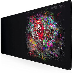 Universal Pad de souris xxl, pad de souris jeu noir avec tigre coloré, coussin de souris non glissé